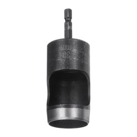 sourcing map Leather Hollow Punch 1/4 Hex Shank for Drills, 30mm Dia Rotary Hole Punch for Thick Fabrics Leathercraft Working