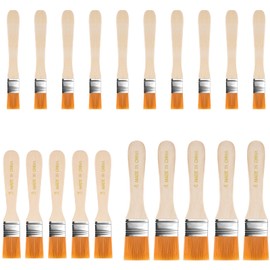 Jzszera 20 Pieces Brushes Small Flat Brush Set of 15 23 29 mm Width with Wooden Handle for DIY Art Painting Supplies Painting