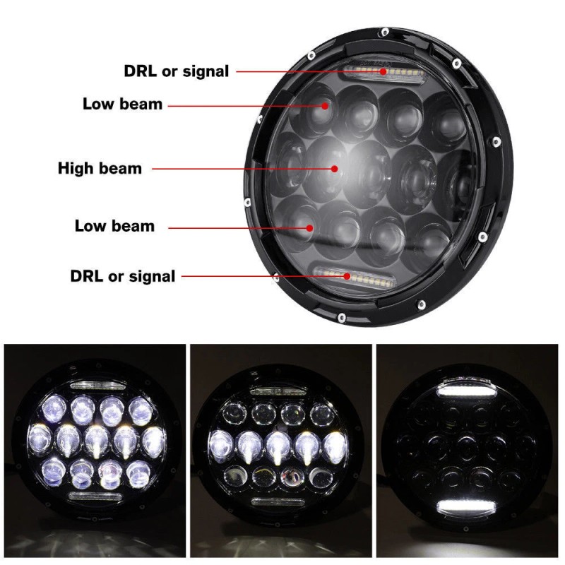 Unbranded Pair Newest 7inch Round LED Headlights Hi/Lo Beam for