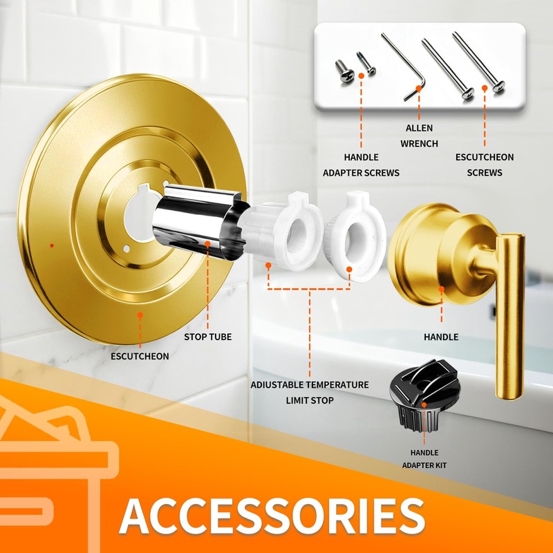 Replacement Trim Kit Compatible with Moen T2901BG, Brushed Gold