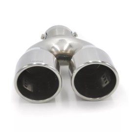 Linen-King 2.5" IN 3'' OUT 9.5'' Length Stainless Steel Exhaust Dual Pipe Tip Rolled Edge