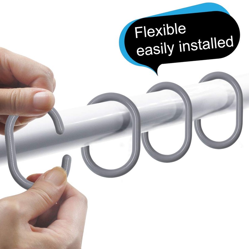Qulable 24 pcs Shower Curtain Rings Plastic Shower Curtain Hooks