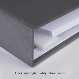 12x12 Inch Large 3 Ring DIY Scrapbook Photo Album Journal with 30 Plastic Sleeves 60 Pages and Fabric Cover for Baby Travel Wedding Anniversary kids Adventure (Dark Gray Cover/White Pages)