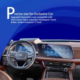 XXCIWP 2pcs 2025 Tahoe Suburban Tempered Glass Screen Protector for 2025 Chev y Tahoe z71 Suburban Nav. 17.7Inch Dash 11Inch 2025 Chev rolet Tahoe Suburban Accessories Tempered Glass Tahoe Suburban