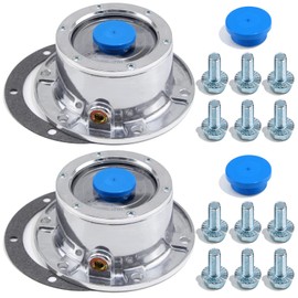 GREPSPUD 2Set 343-4009 Trailer Hub Caps, 3434009 6 Holes Aluminum Hub Cap for Trailer Axle, with 12Pcs Bolts, Side Pipe Plug, Gasket & Extra 2Pcs Blue Rubber Plugs, TR3434009 Semi Truck Hubcaps