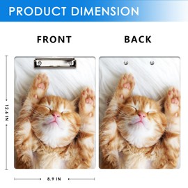 Britimes Clipboard Decorative Office School Hardboard Wood Nursing Clip Board and Pull for Standard A4 Letter Size Cute Red Fur Cat 12.6" X 8.9"
