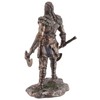 Veronese Viking with Two Axes Made of Artificial Stone Bronzed