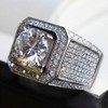 LRESJJIUJ 925 Silver Cuble Zirzon Diamond Engagement Band fo Men