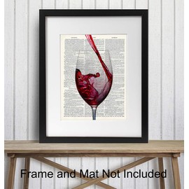 Upcycled Wine Dictionary Wall Art Prints - 8X10 Vintage Unframed Photo - Perfect Gift for Game Room, Bar, or Man Cave Decor