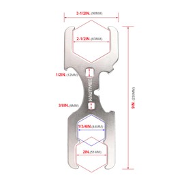 HAUTMEC 3 Way Plumber's Sink Strainer Wrench/Spud Wrench, Fits 1-3/4 inch, 2 inch and 2-1/2 inch Pipe Nuts, Multifunction Tool with 3/8-inch and 1/2-inch Square Drive Holes
