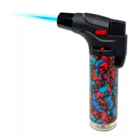 12 Pack Jumbo 4" Single Jet Flame Torch Gun Lighter Refillable Lockable Skull
