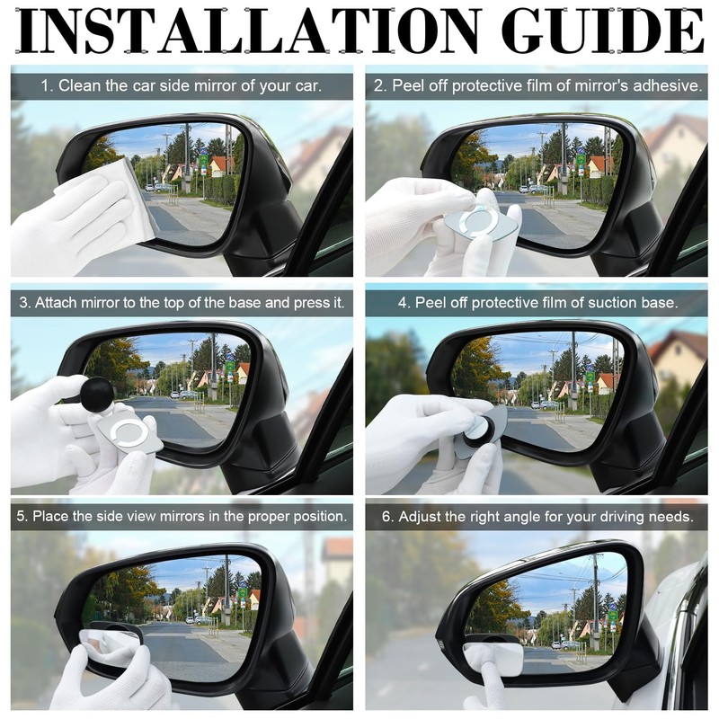 LivTee Blind Spot Car Mirror, HD Glass Frameless Convex Side