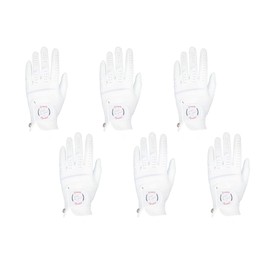 SIMPLE SYMBOL Women's Golf Glove Microfiber with Colorful Cabretta Leather Six Pack (Left & Right) Four Colors White/Sky/Orange/Red