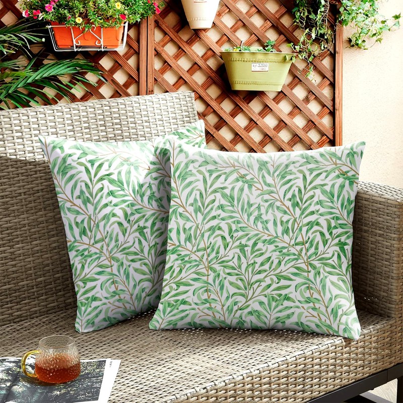 HUASHUZI Cushion Covers William Morris 40x40cm Green Leaf Decorations Double
