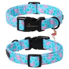 ARING PET Flamingo Dog Collar-Cute Cotton Small Dog Collars, Adjustable Lightweight Summer Pet Collars for Small Medium Large Boy and Girl Dogs, Small