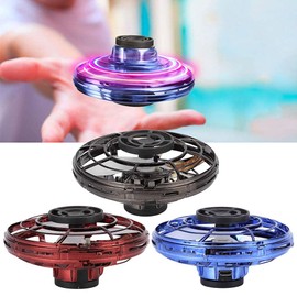 Flying UFO Toys Drones manuales con controlador mágico Mini Drone Flying Spinner Giratorio de 360 ° Luces RGB coloridas incorporadas para niños adultos en interiores y exteriores(Flynova azul)
