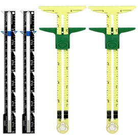 4 Pcs Sewing Gauge 5-in-1 T-Shaped Sliding Gauge Sewing Ruler Fabric Quilting Tool Measuring Ruler Set for Knitting Crafting Measuring