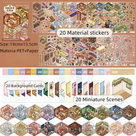 20 Sets DIY 3D House Stickers Kit Non-Toxic & Safe DIY 3D Stickers Scene Collection Book for Kids and Adults for Relief Stress Pass The Time Therapy Reusable for Age 3+