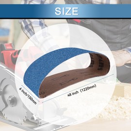Aolabela 6x48 Inch Sanding Belts 9 Pcs 3 Grits Sizes (3 Each of 80/120/150 Grits) Heavy Duty Belt Sander Zirconia Belt Sander Paper for Wood, Metal, Stainless Steel, Cars, and Furniture