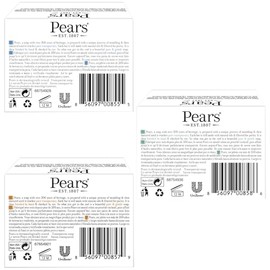 PEARS- Jabón, jabón para rostro y cuerpo, paquete variado de 3: paquete de jabón en barra transparente Pure & Gentle, hidratante