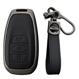KUNIO Key Case Fits Subaru Outback XV Forester S5 E-Boxer Legecy Fits Toyota GR86 Key Protector Key Cover Zinc Alloy Leather Key Ring A Black