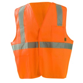 OccuNomix unisex adult Class 2 Mesh / 5pt Breakaway Hook & Loop safety vests, Orange, Small US