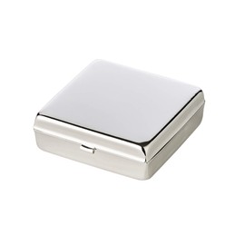EDZARD Elegante scatola per pillole Lydia (5 x 5 cm) con specchio, 2 scomparti, color argento, protetto dall'ossidazione