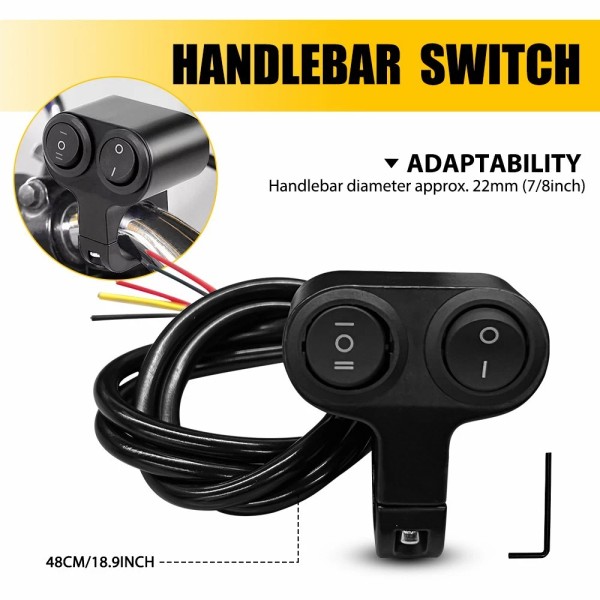 superautolife21 Motorcycle 7/8" ATV Handlebar Fog Headlight Spot Light On