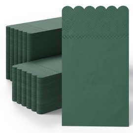 Party Solids Dark Green Scalloped Napkins Disposable 20 Pcs 3-Ply Dark Green Scalloped Dinner Napkins Disposable Decorative for Dinners & Parties, Paper Guest Towels for Bathroom & Party Supplies