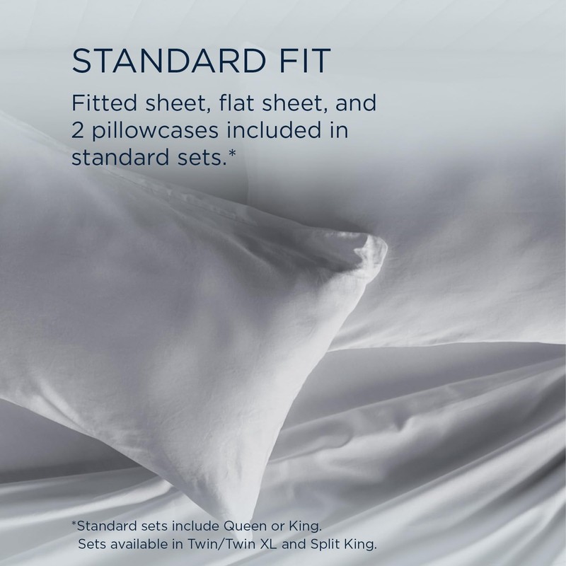 TEMPUR Classic Cotton Sheet Set Sleepy Silver Mist - Split