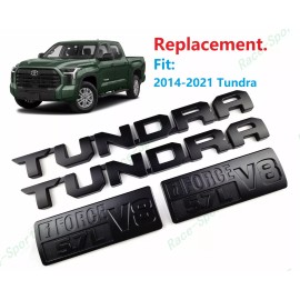 Toyota 4PC Matte Black Door Tundra 5.7L I Force V8 EMBLEM Badge Toyota Tundra 2014-2021