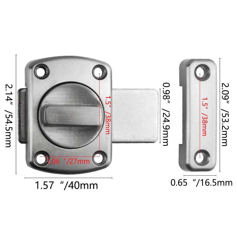 XINMEIWEN 4Pack Rotate Bolt Door Catch Gate Catches Security Door