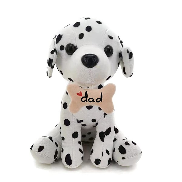 Plushland Adorably Plush Stuffed Animal Dog Toy – Bone with Message On DAD, Plush Stuffed Animal Toys for Kids and Superb Gift for on Father’s Day 8 Inches (Dalmatian)
