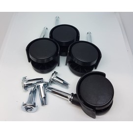 Just Accessories Pack of 8 Twin Nylon Wheel Castors Casters, Socket Grip Neck Stem Fix, 40mm, Load Bearing 25Kg