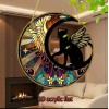 Unbranded "2D Acrylic Black Cat Wings Wall Hanging Decor 20x20cm
