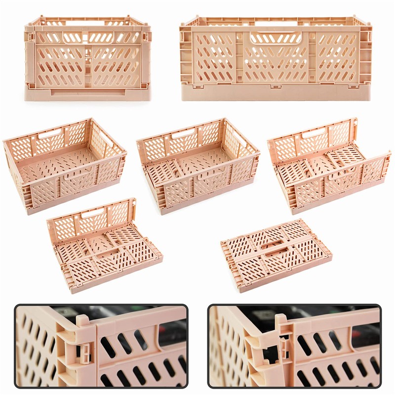 Spesh Pack of 2 Folding Crates, Plastic Folding Basket, Foldable