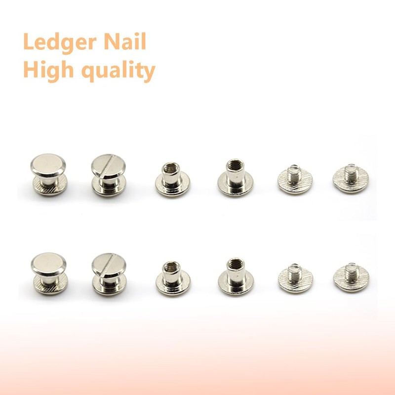 Hocansen 100 Pcs/50 Sets Silver Binding Screws Flat Head Metal