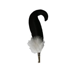 Breiter Real Hat Feather Hat Pin of Goose and Turkey Fluff Handmade Accessory for Traditional Hat - Includes Sleeve - 15 x 3 cm Black, black