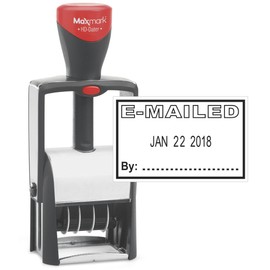 MaxMark Heavy Duty Self Inking Date Stamp with Phrase E-Mailed - Black Ink