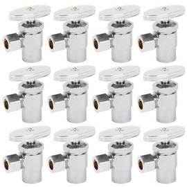 Homewerks 638 5300X 1/2" SWEAT x 3/8" OD Comp Multi-Turn Angle Shut Off Valve, Chrome w/Extension Tube and Flange, 12 Pack