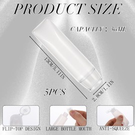 InnoHHustle 5 Pcs Travel Size Bottles 50ml 1.7oz Refillable Toothpaste Tubes Toothpaste Container Travel Squeeze Bottle Mini Lotion Bottles Portable Leak Proof Mini Makeup Containers