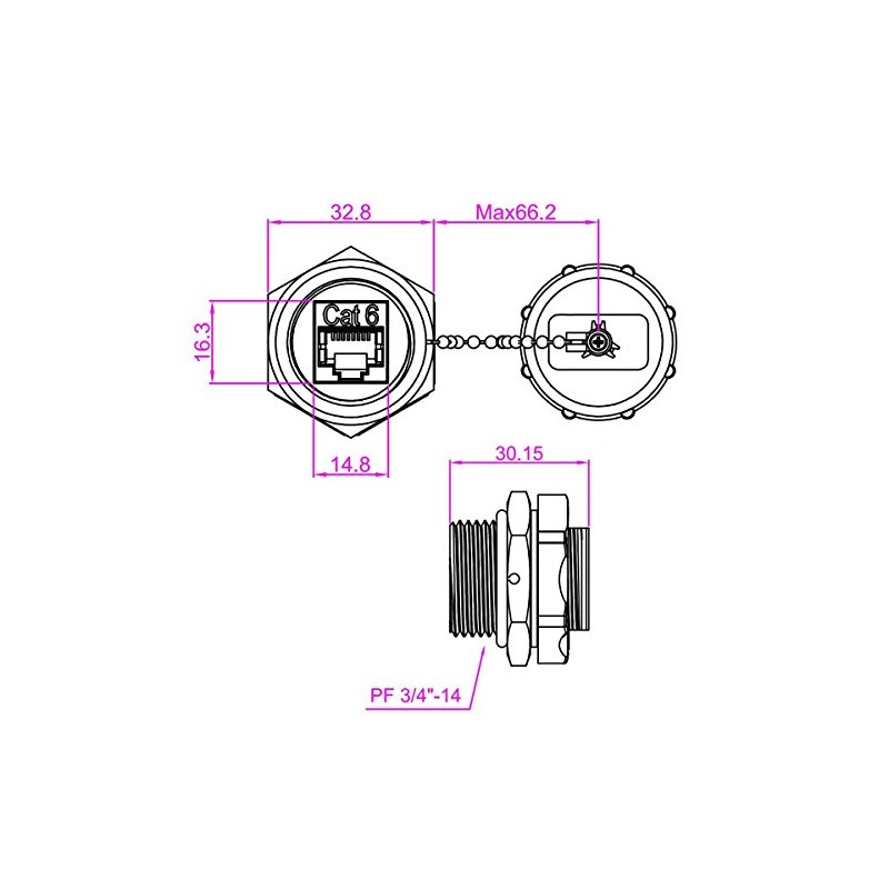 InstallerParts CAT6 RJ45 Shielded Industrial Panel Mount Bulkhead Ethernet Female