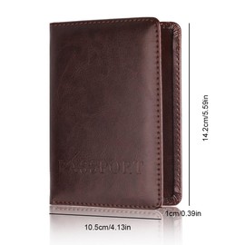 IUDWCG 1 x PU Leather Passport Holder, Unisex Passport Cover Passport Holder for Privacy and Security, Travel Passport Holder for ID Card, Credit Card, brown