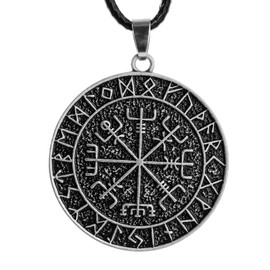 LANGHONG 1PCS Norse Viking Necklace For Men Compass Vegvisir RUNE Necklace Talisman Jewelry, Mens Viking Gift