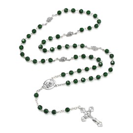 Rosary Beads Catholic for Women Gemstone Rosary Beads Necklace with Crucifix Cross Crystal Pearl Rosary Rosarios Catolicos Catholic Gifts, 8MM, Crystal, Crystal