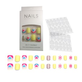 Generic BenePoint Press On Nails, 24Pcs Reusable French Tip Nails with 48Pcs (2 Sheets) Nail Adhesive Tabs, Square ABS Plastic Fake Nails Coffin Nails Tips& Almond Nail Tips Full Cover (colorful)