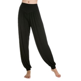 XINMELISHANG Super Soft Modal Harem Pants - Elastic Yoga & Fitness Pants for Women (Size L, Black)