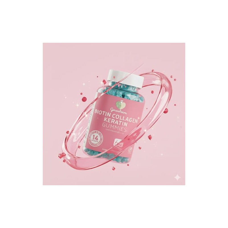 Green Bears Biotin Collagen Keratin Gummies – 14-in-1 Hair, Skin