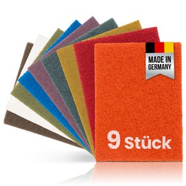 PICTORIS Sanding Fleece Full Equipment (Set of 9) - Made in Germany - From Extra Coarse to Ultra Fine - Extremely Durable Thanks to Unique Impregnation - Hand Pads 155 x 210 mm Grit 80-2000
