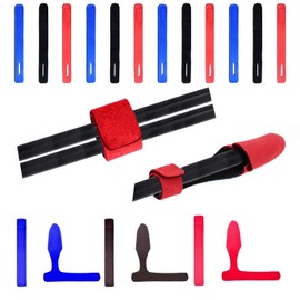 DALAETUS 15 Pcs Fishing Rod Straps and 3 Pcs Fishing Rod Tip Cover Set, Adjustable Elastic Fishing Rod Belt for Fishing Rod Fix, Anti Scratch Reusable Fishing Rod Cap for Fishing Rod Protection
